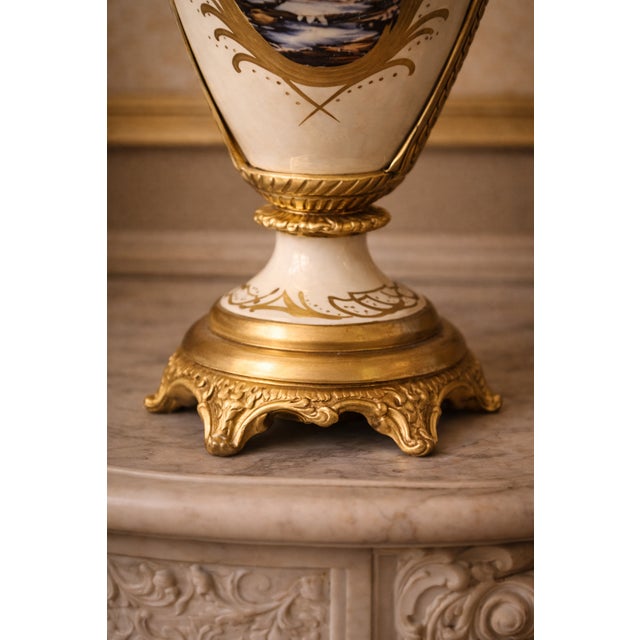 1970s French Style Cream Gilt Porcelain Garniture Set of 3 For Sale - Image 10 of 18