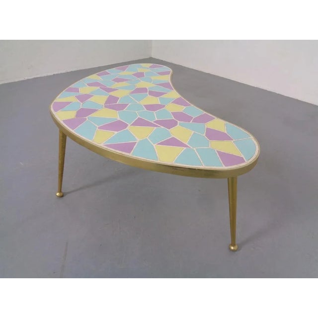 German Ceramic Metal & Mosaic Kidney Side Table, 1950s For Sale - Image 15 of 18