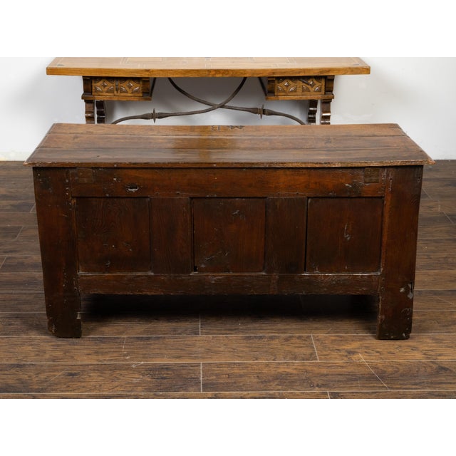 Late 17th Century English Oak Wedding Coffer with Monogram and Carved Rosettes For Sale - Image 11 of 12