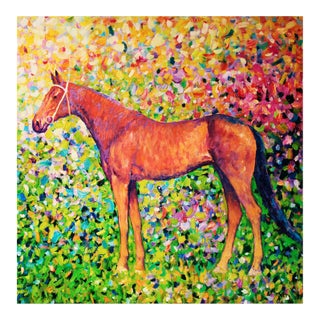 Artist Andrei Sitsko "City Park Xv. Horse Series" Modern Original Painting For Sale