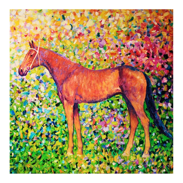 Artist Andrei Sitsko "City Park Xv. Horse Series" Modern Original Painting For Sale