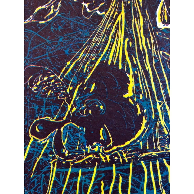 Brown Sam Messer, Large Abstract Expressionist Figure Handmade Paper Etching Silkscreen Print, 1987 For Sale - Image 8 of 11