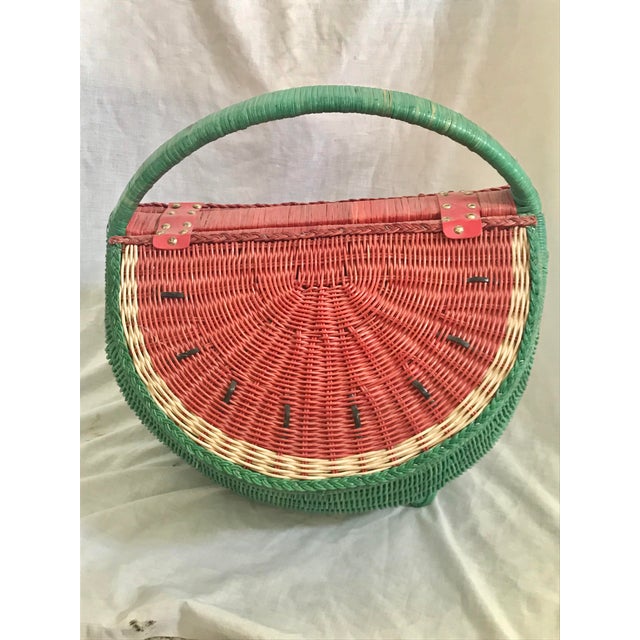 Vintage Double Sided Watermelon Picnic Basket Chairish