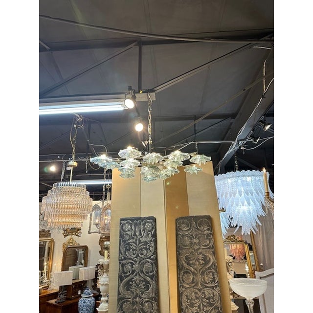 Green Murano Flower Disc Flush Mount For Sale - Image 8 of 8