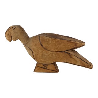 Mid 20th Century Vintage Hand Carved & Outlined Parrot Sculpture From Balsam Wood For Sale