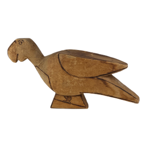 Mid 20th Century Vintage Hand Carved & Outlined Parrot Sculpture From Balsam Wood
