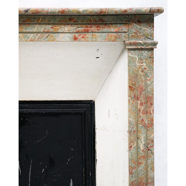Antique 19th Century Wooden Fireplace in Faux Marble For Sale - Image 3 of 8