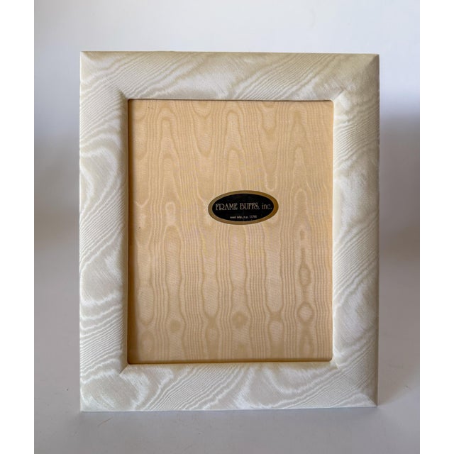 Textile Vintage Moire Ivory and Blush Fabric Table Top Picture Frame, 8x10 For Sale - Image 7 of 9