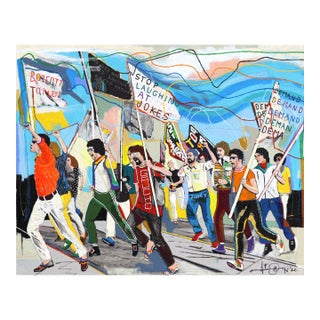 A La Rue - Original Contemporary Urban Mixed Media Painting on Canvas by Fabio Coruzzi For Sale