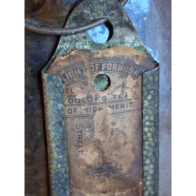 Antique Albany Slip Stoneware Jug 19th C Merchant Tag Formosa Oolong Tea Suffield Ct For Sale - Image 10 of 18