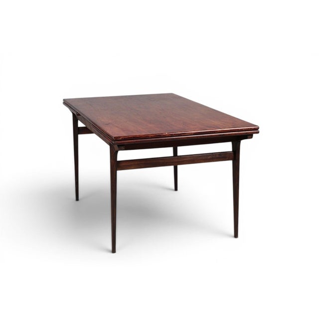 1950s Attributed to Johannes Andersen Jet Age Draw Leaf Dining Table in Rosewood For Sale In San Francisco - Image 6 of 8
