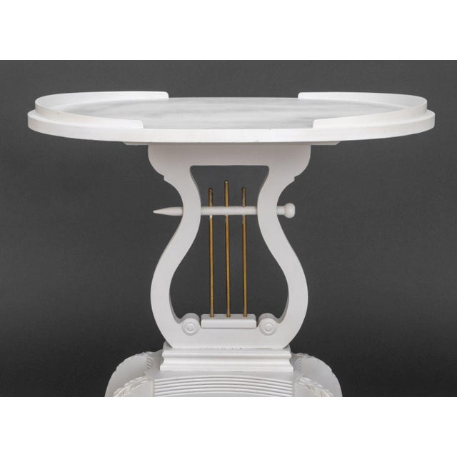 Metal Federal Style White Painted Harp Side Tables, Pair For Sale - Image 7 of 8