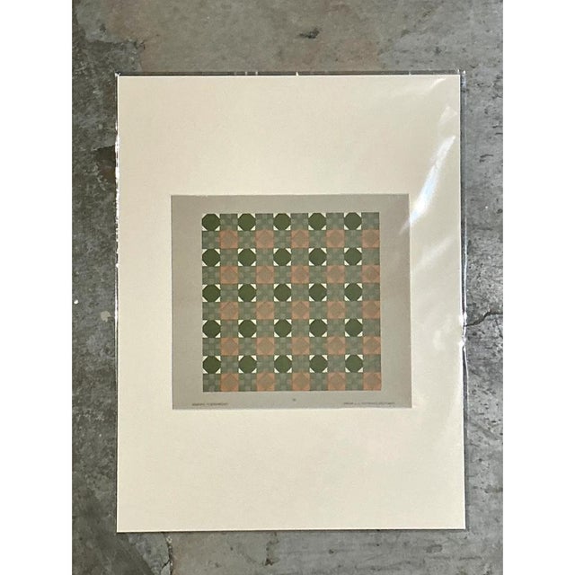Vintage Geometric Tile Pattern Serigraph For Sale - Image 4 of 12