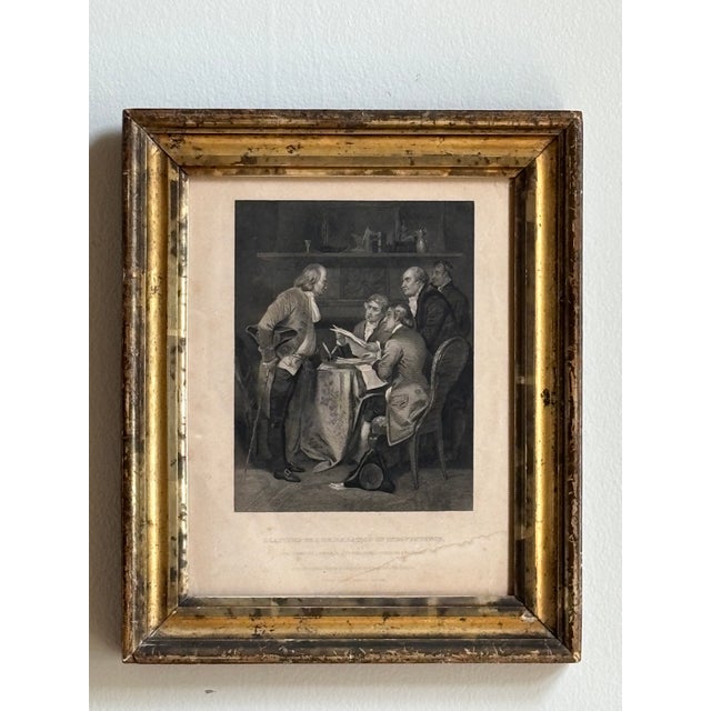 A beautiful 19th-century steel engraving titled "Drafting the Declaration of Independence," published by Johnson, Fry &...