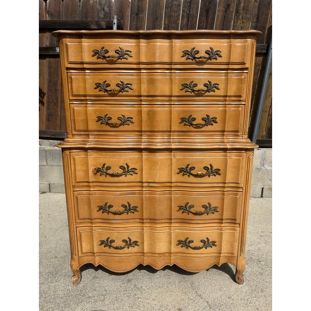 Vintage French Provincial Tall Boy Dresser / Chest of Drawers For Sale - Image 10 of 11