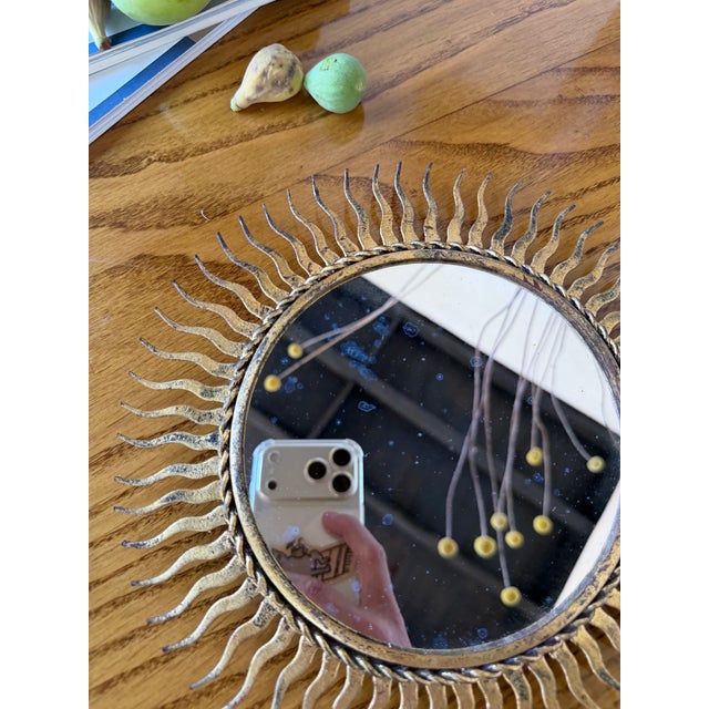 Gold Patinated Gold Sunburst Mirror, 1970s For Sale - Image 8 of 18