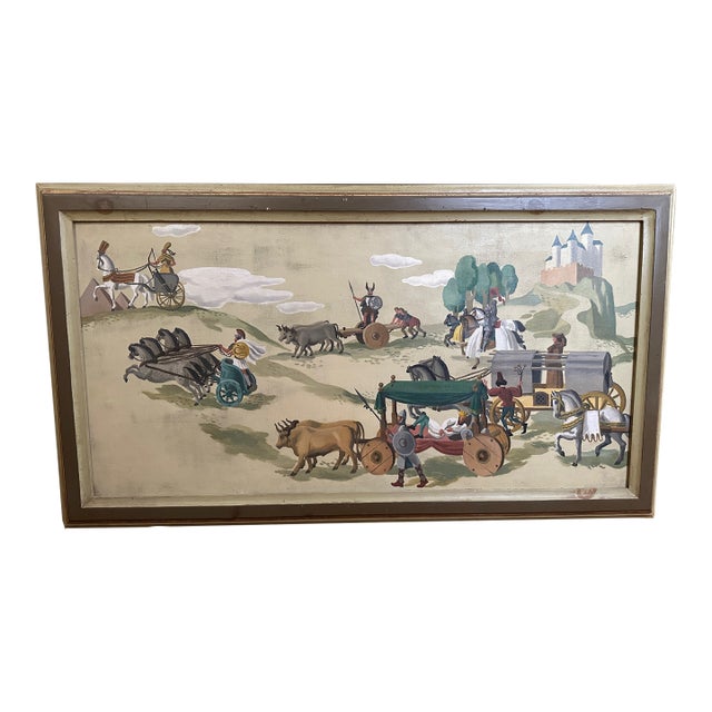 1920s Vintage French Oil on Canvas Painting, Framed For Sale