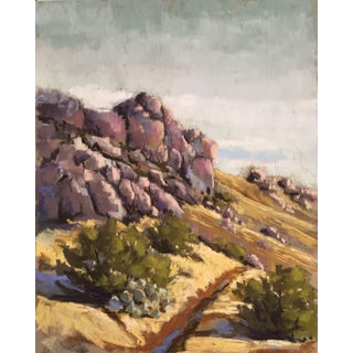 Magdalena Afternoon by Natasha Isenhour | Oil on linen Landscape with rocky hills and shrubs For Sale