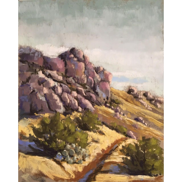 Magdalena Afternoon by Natasha Isenhour | Oil on linen Landscape with rocky hills and shrubs For Sale