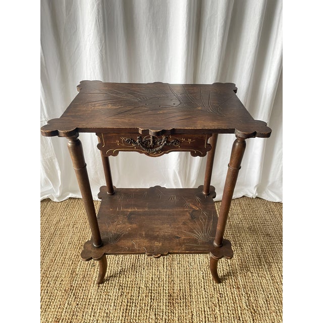 Brown French Art Nouveau Walnut Side Table, 1890s For Sale - Image 8 of 18