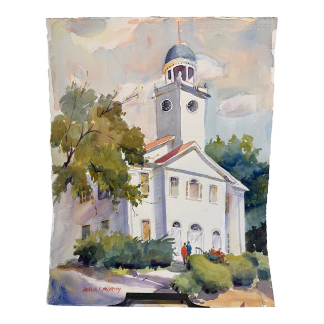 "New North Church" Watercolor by Patricia McCarthy For Sale