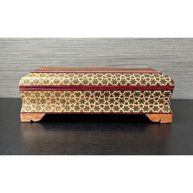 Late 20th Century VTG Persian Hand Made Inlaid Wooden Khatam Kari Jewelry Box For Sale - Image 5 of 11