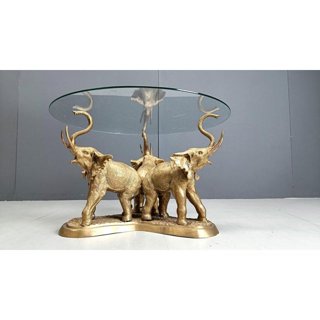 Vintage Brass Elephant Coffee Table, 1970s For Sale - Image 9 of 10