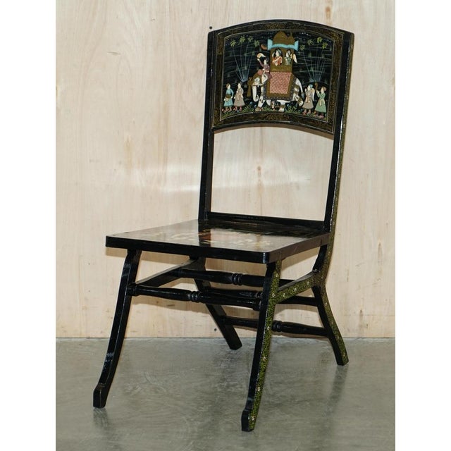 Set of Antique Indian Chinoiserie Campaign Folding Chairs For Sale - Image 16 of 18