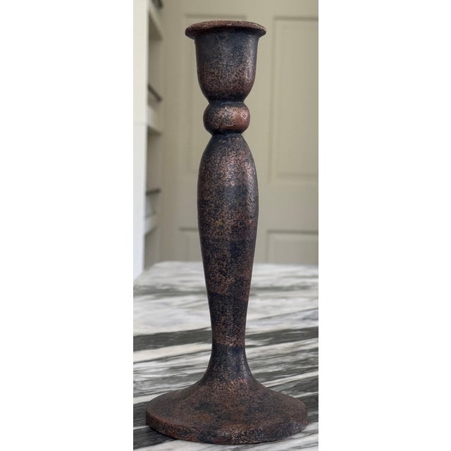 Metal Spanish Revival Vintage Metal Candle Stick Holders - Set of 3 For Sale - Image 7 of 15