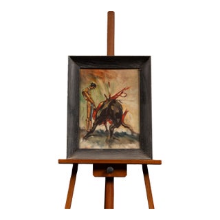 1960s Matador Framed Oil on Board Painting For Sale