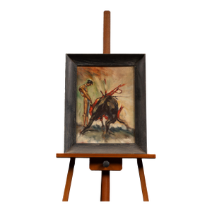 1960s Matador Framed Oil on Board Painting