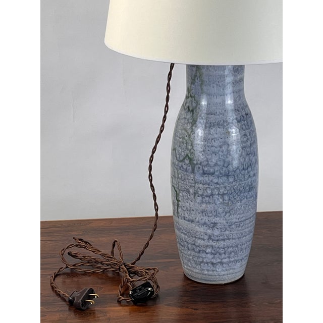 Unique glazed ceramic lamp by Dominique Baudart, Vallauris, France. Signed under the base: "D. BAUDART VALLAURIS pièce...