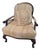 Bassett French Provincial Style Bergère Armchair W Formal Brocade or Damask Upholstery W Coordinating Decorative Envelope Pillow. For Sale
