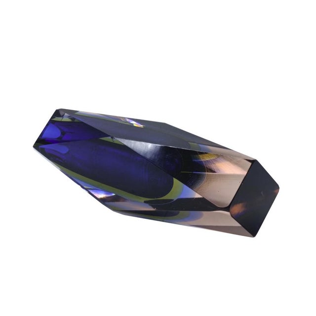 Flavio Poli Faceted Sommerso Murano Glass Vase by Flavio Poli for Mandruzzato, Italy, 1960 For Sale - Image 4 of 8