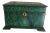 Antique English Hand Painted Faux Malachite Wood Tea Caddy Box For Sale