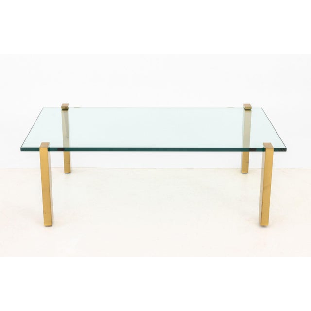 Mid-Century Modern Peter Ghyczy Style Brass and Glass Coffee Table For Sale - Image 3 of 8