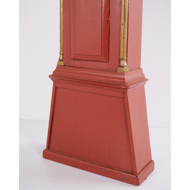 Red Painted Bornholm Longcase Clock with Carved Details, 1820s For Sale - Image 10 of 15