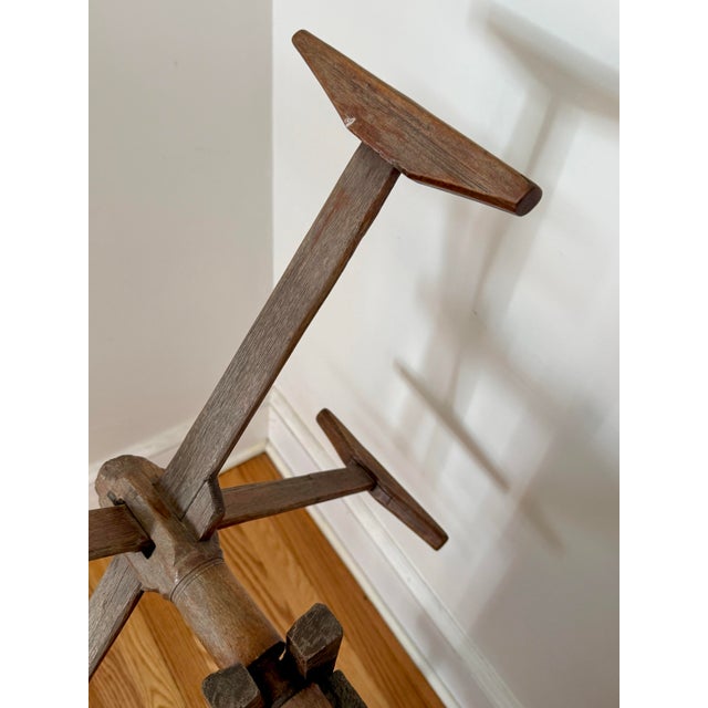 Mid 19th Century Antique Primitive Wood Yarn Spinning Wheel For Sale - Image 5 of 11