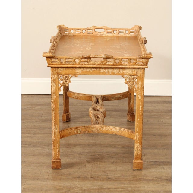 Chinese Chippendale Style Distress Painted Tea Table For Sale - Image 10 of 12