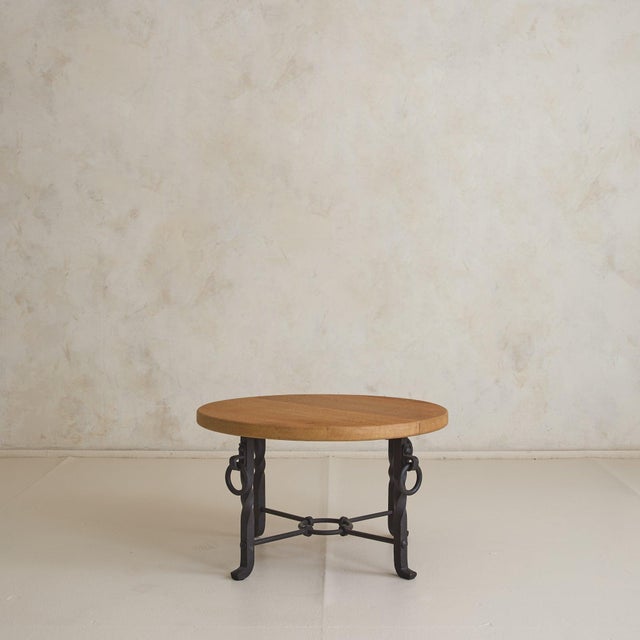 Belgian Oak + Wrought Iron Coffee Table, 1950s For Sale - Image 4 of 11