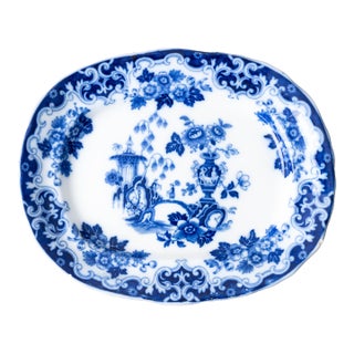 Burgess & Leigh Blue Celeste Chinoiserie Transferware Platter, c.1885 For Sale