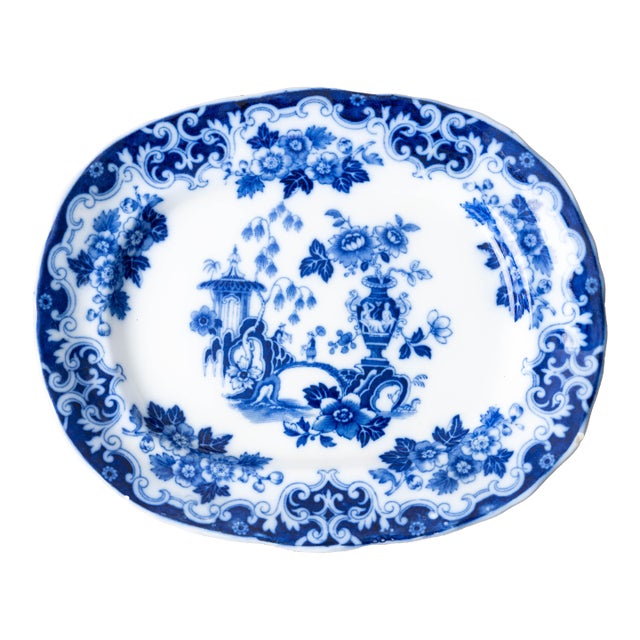 Burgess & Leigh Blue Celeste Chinoiserie Transferware Platter, c.1885 For Sale
