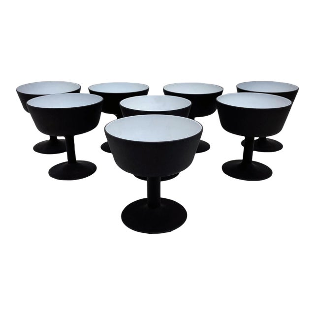 Vintage Carlo Moretti Satin Cased Glass Ice Cream Bowl Eames Era, Set of 8 For Sale