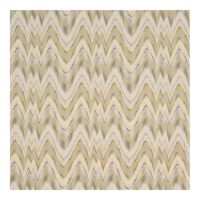 Sample - Schumacher Valkyrie Flame Stitch Fabric In Lemon Sage For Sale