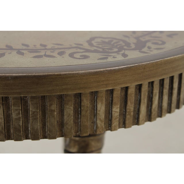 1980s Vintage Eglomise Glass Top Accent Table For Sale - Image 5 of 13