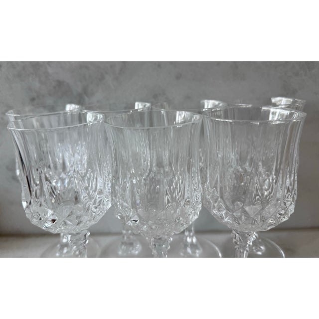 Glass Set of 7 Cristal d'Arques Longchamp Wine Glasses For Sale - Image 7 of 9