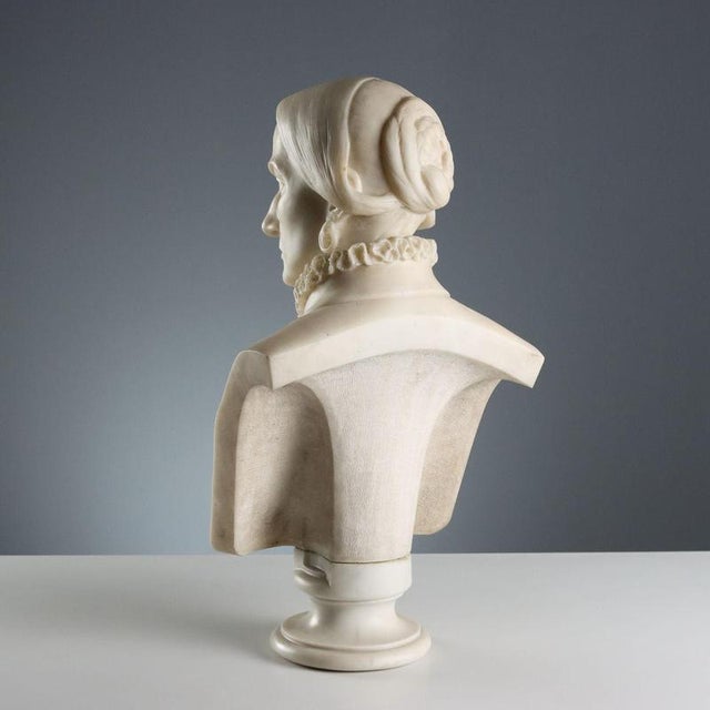 Bust of a Noble Lady, White Marble For Sale - Image 9 of 11
