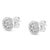14K White Gold 1/2 Cttw Brilliant-Cut Diamond Halo-Style Cluster Round Button Stud Earrings, A Pair For Sale - Image 4 of 6