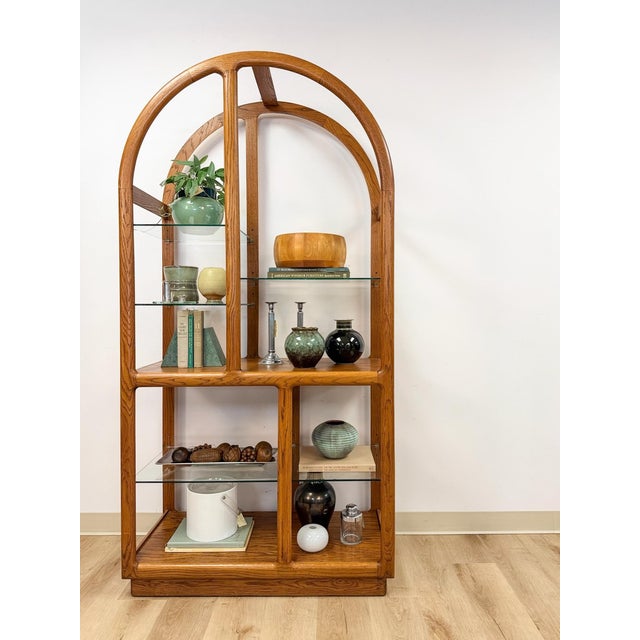 Danish MCM Bentwood Display Shelf Glass Shelves Vintage Etagere Bookcase For Sale In Tampa - Image 6 of 13