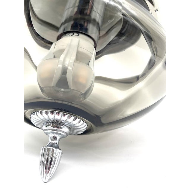 Gray Large Space Age Smoked Glass and Chrome Ceiling Light from Hillebrand Leuchten, Germany, 1970s For Sale - Image 8 of 18